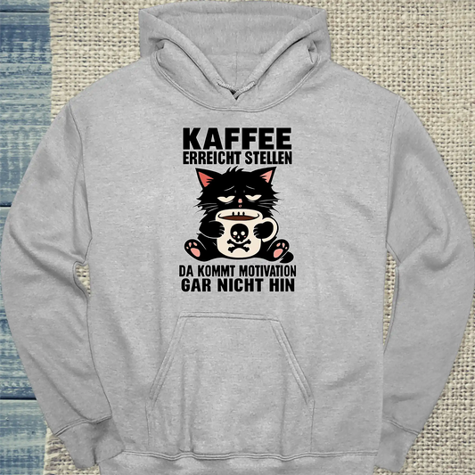 Hoodie - Kaffee erreicht Stellen - Unisex - Katze & Kaffee Grau