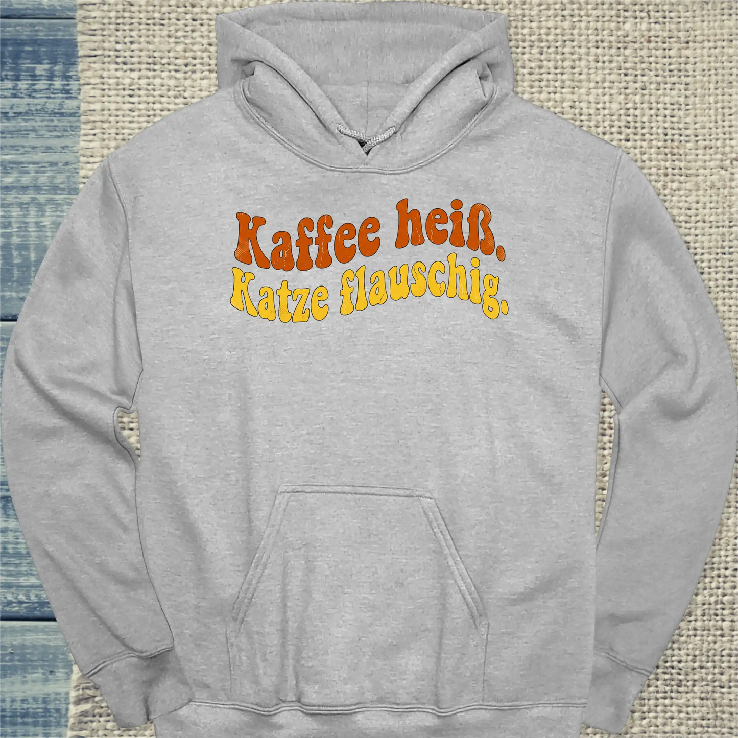 Hoodie - Kaffee heiß. Katze flauschig. - Unisex - Katze & Kaffee Grau