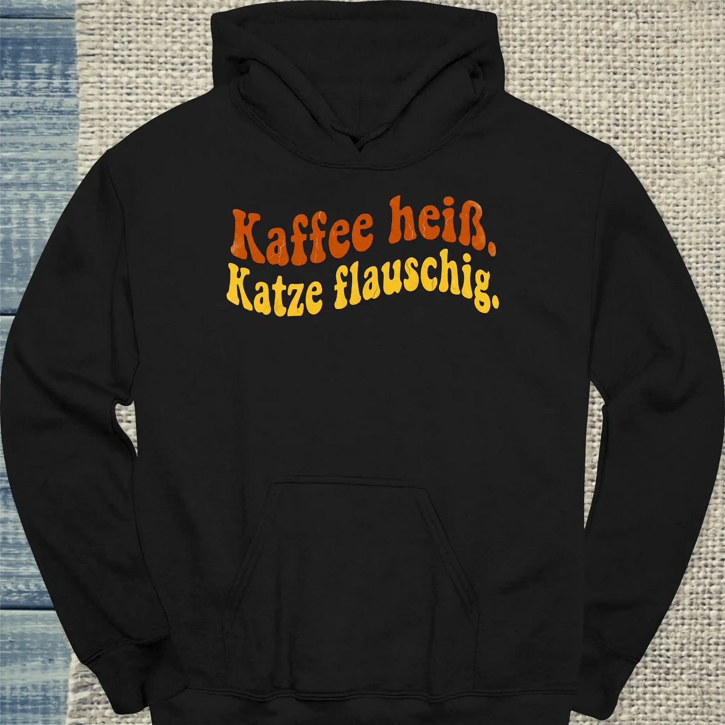 Hoodie - Kaffee heiß. Katze flauschig. - Unisex - Katze & Kaffee Schwarz