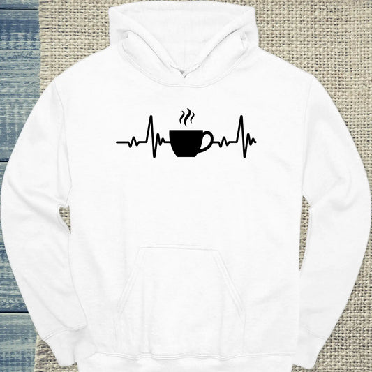Hoodie - Kaffee Herzschlag - Unisex - Kaffee Weiß