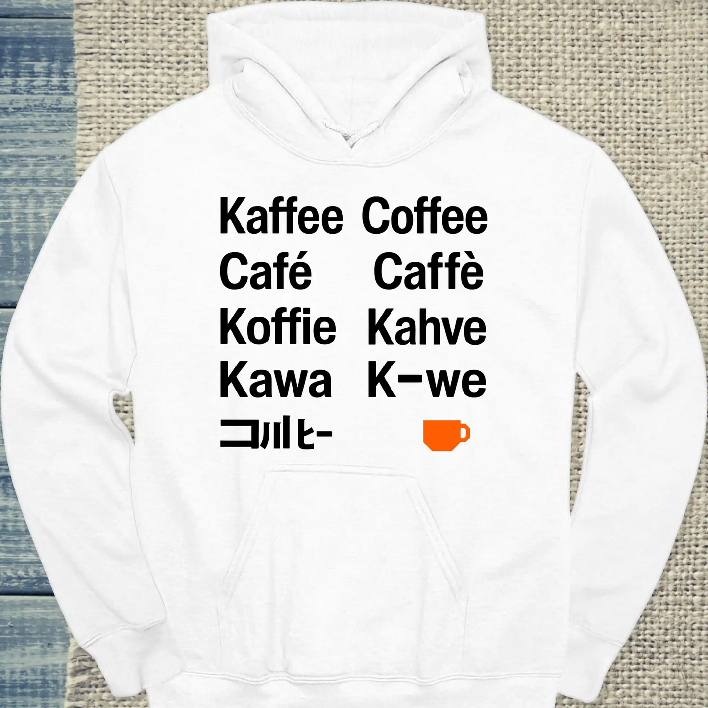 Hoodie - Kaffee in 9 Sprachen - Unisex - Kaffee Weiß