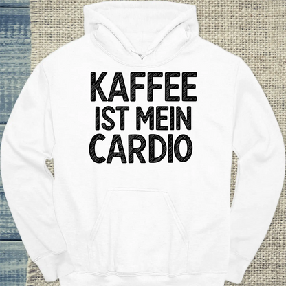 Hoodie - Kaffee ist mein Cardio - Unisex - Kaffee, Black Edition Weiß
