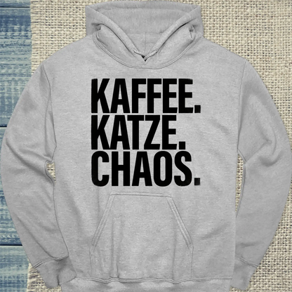 Hoodie - Kaffee. Katze. Chaos. - Unisex - Katze & Kaffee, Black Edition Grau
