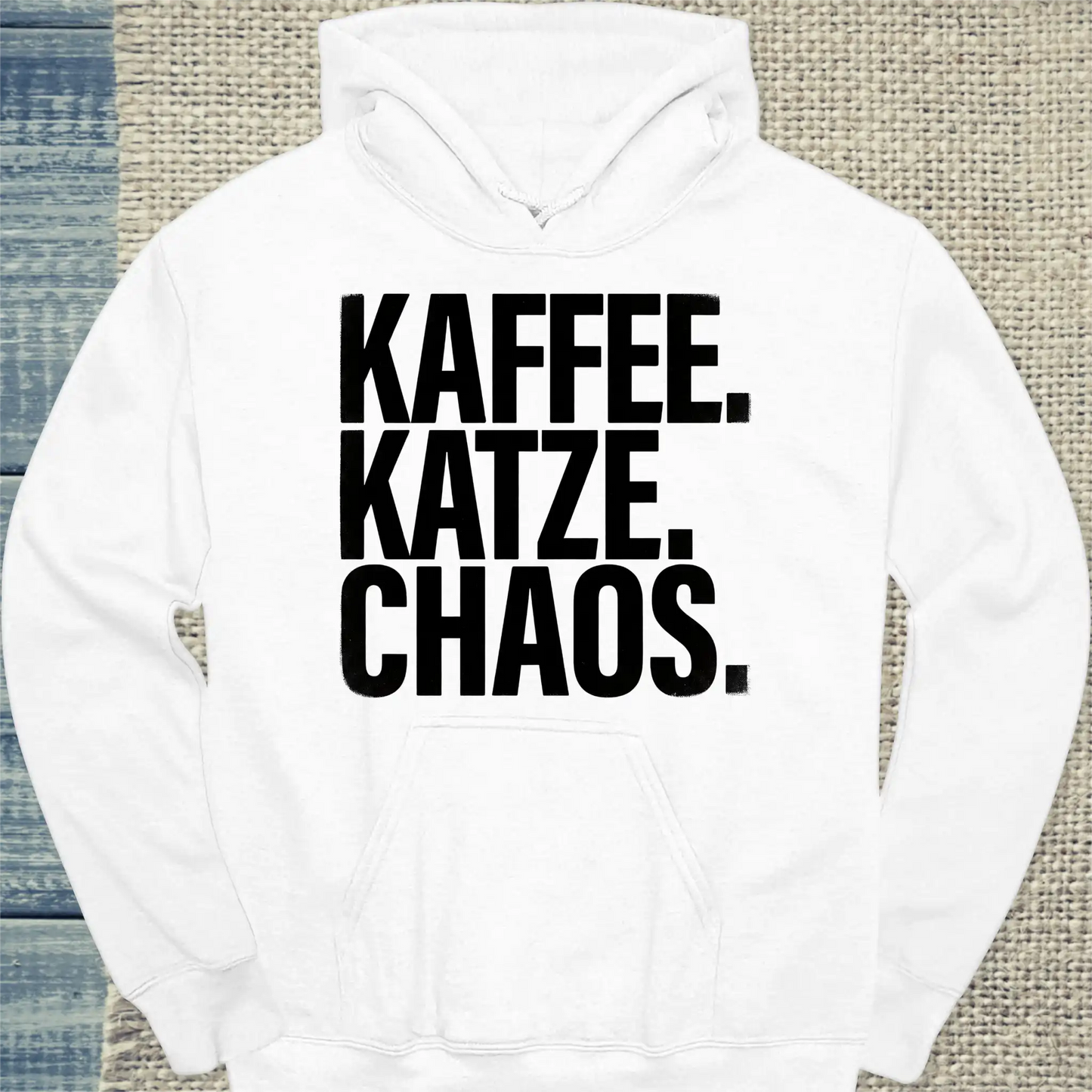 Hoodie - Kaffee. Katze. Chaos. - Unisex - Katze & Kaffee, Black Edition Weiß