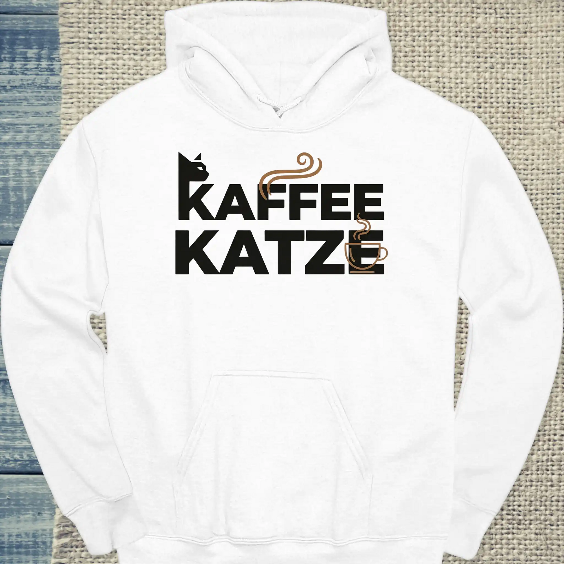 Hoodie - Kaffee - Katze - Unisex - Katze & Kaffee Weiß