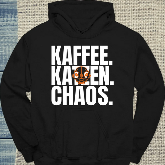 Hoodie - Kaffee. Katzen. Chaos - Unisex - Katze & Kaffee Schwarz