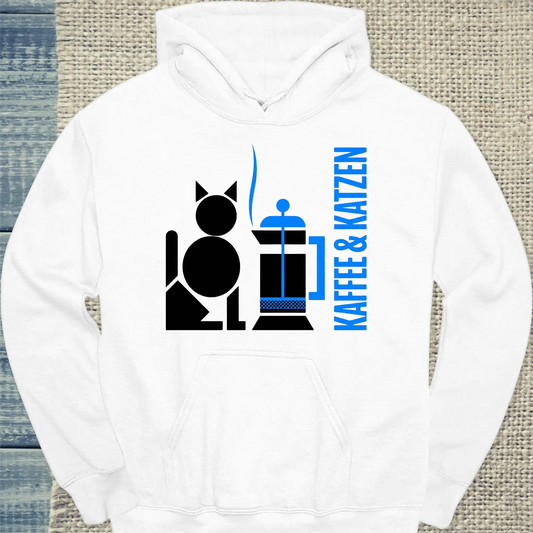 Hoodie - Kaffee & Katzen - Unisex - Katze & Kaffee Weiß