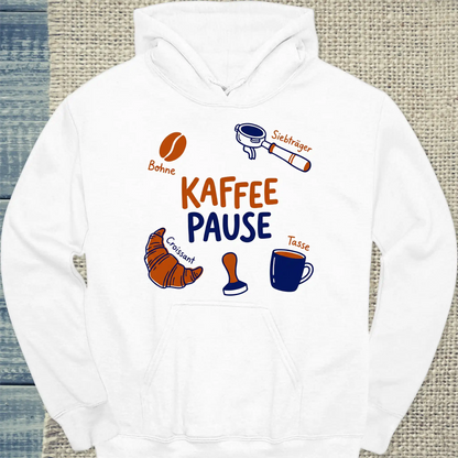 Hoodie - Kaffee Pause - Unisex - Kaffee Weiß