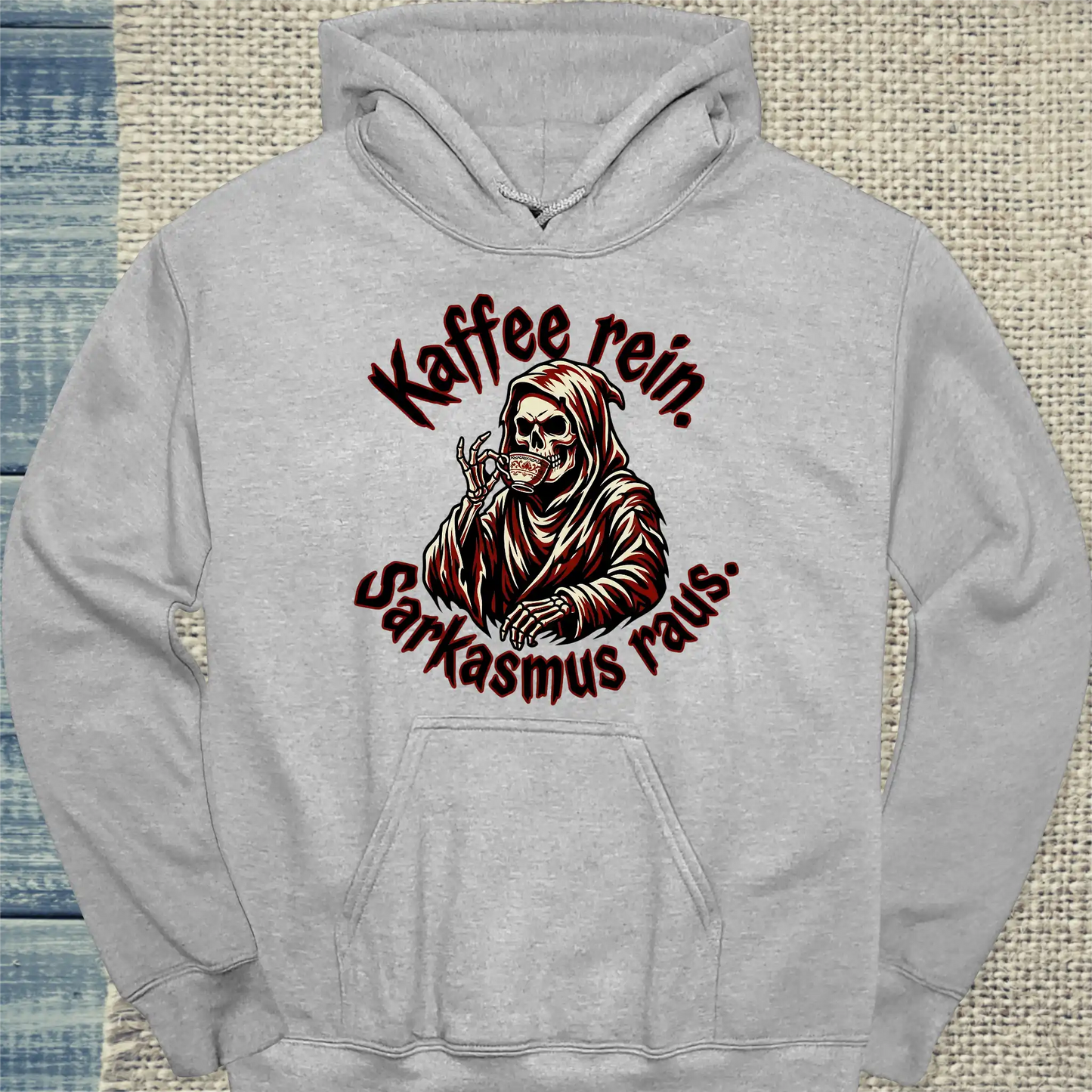 Hoodie - Kaffee rein. Sarkasmus raus - Unisex - Kaffee Grau