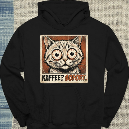 Hoodie - Kaffee? Sofort - Unisex - Katze & Kaffee Schwarz