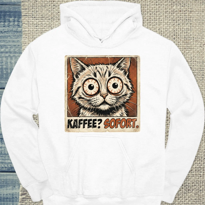Hoodie - Kaffee? Sofort - Unisex - Katze & Kaffee Weiß