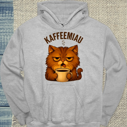 Hoodie - KaffeeMiau - Katze mit Kaffee - Unisex - Katze & Kaffee Grau