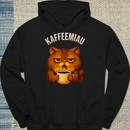 Hoodie - KaffeeMiau - Katze mit Kaffee - Unisex - Katze & Kaffee Schwarz