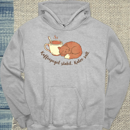 Hoodie - Kaffeepegel stabil. Katze satt. - Unisex - Katze & Kaffee Grau