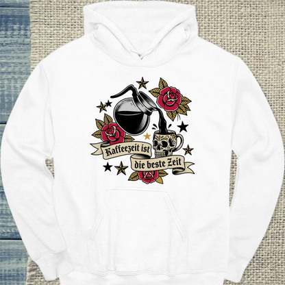 Hoodie - Kaffeezeit ist die beste Zeit - Unisex - Kaffee Weiß