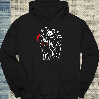 Hoodie - Katze des Tod - Unisex - Katze, Halloween Schwarz
