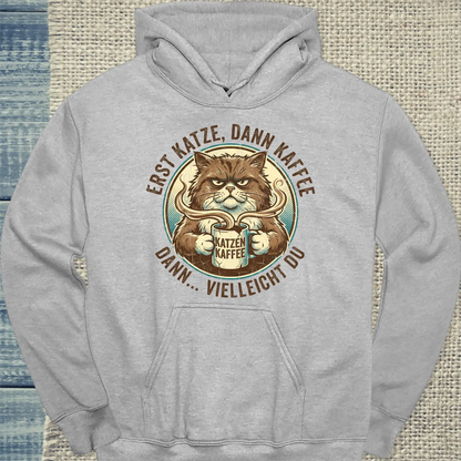 Hoodie - Katze Kaffee Du - Unisex - Katze & Kaffee Grau