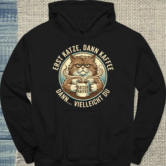 Hoodie - Katze Kaffee Du - Unisex - Katze & Kaffee Schwarz