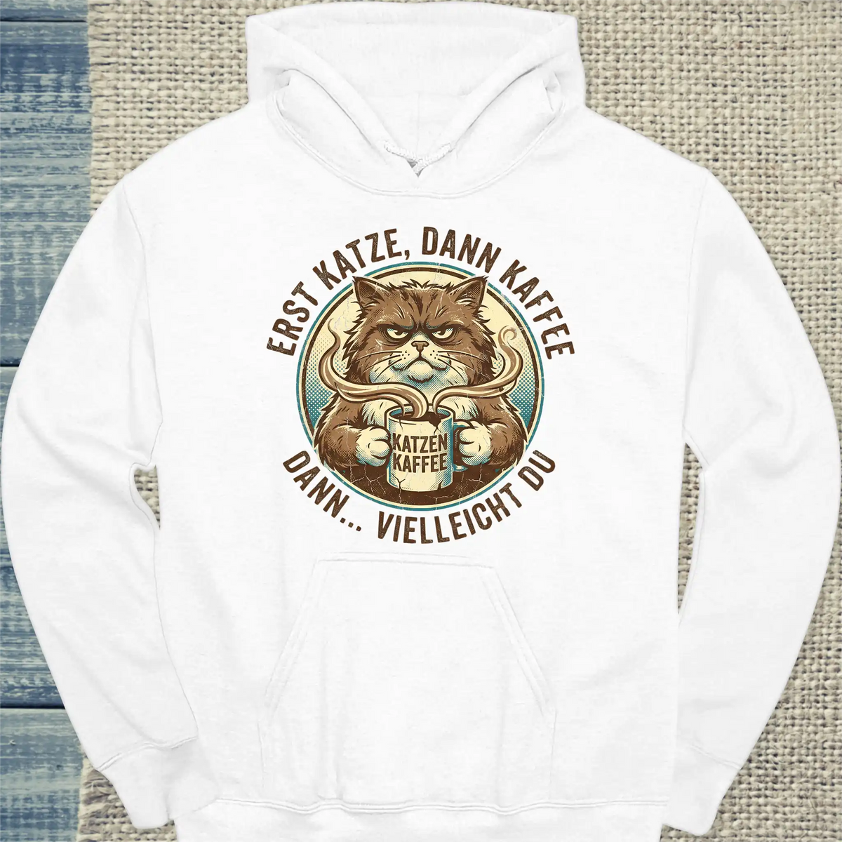 Hoodie - Katze Kaffee Du - Unisex - Katze & Kaffee Weiß