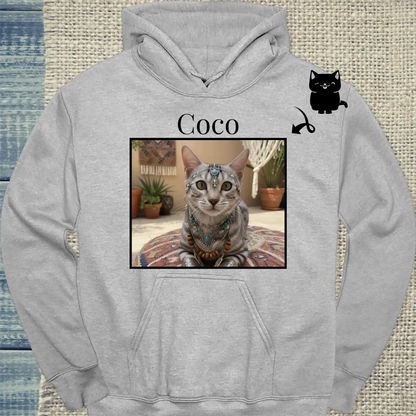 Hoodie - Katze und Name - Unisex - Katze, Personalisiert Grau
