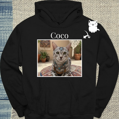 Hoodie - Katze und Name - Unisex - Katze, Personalisiert Schwarz
