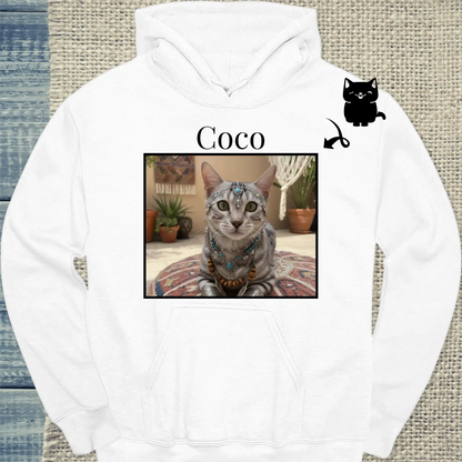 Hoodie - Katze und Name - Unisex - Katze, Personalisiert Weiß