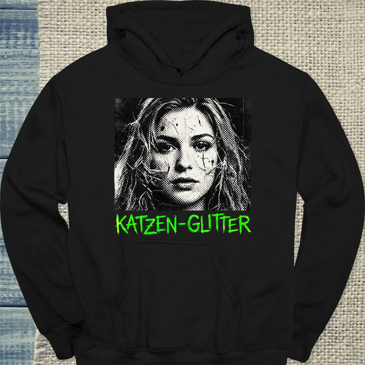 Hoodie - Katzen-Glitter - Unisex - Katze Schwarz
