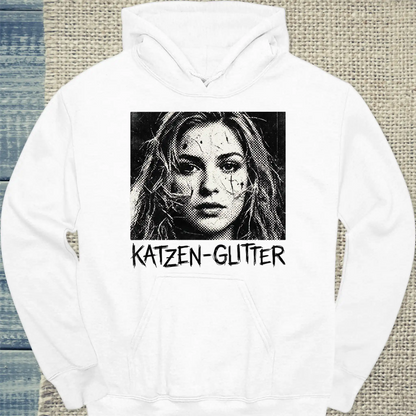 Hoodie - Katzen-Glitter - Unisex - Katze Weiß