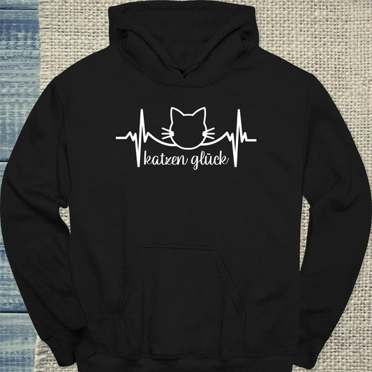 Hoodie - Katzen Glück - Unisex - Katze Schwarz