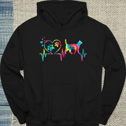 Hoodie - Katzen Herzschlag - Unisex - Katze Schwarz