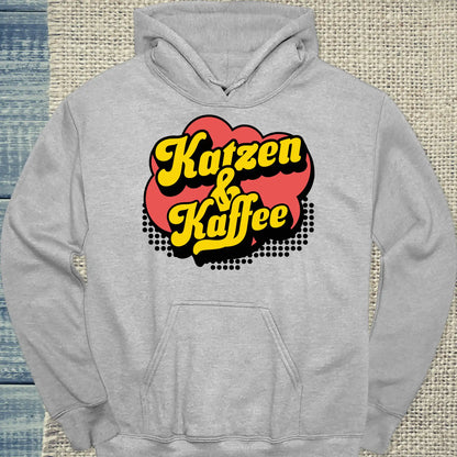 Hoodie - Katzen & Kaffee - Retro - Unisex - Katze & Kaffee Grau
