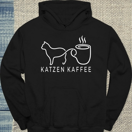 Hoodie - Katzen Kaffee - Unisex - Katze & Kaffee Schwarz