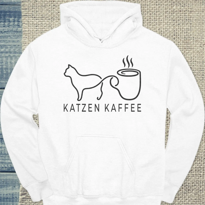 Hoodie - Katzen Kaffee - Unisex - Katze & Kaffee Weiß