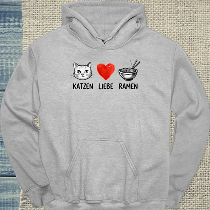 Hoodie - Katzen - Liebe - Ramen - Unisex - Katze, Ramen Grau