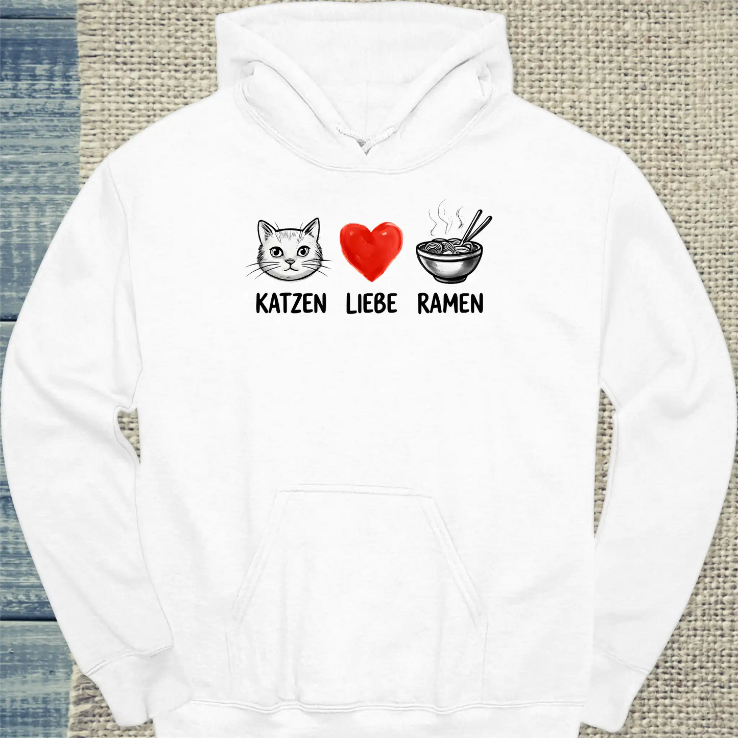 Hoodie - Katzen - Liebe - Ramen - Unisex - Katze, Ramen Weiß