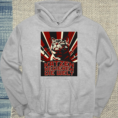 Hoodie - Katzen regieren die Welt - Unisex - Katze Grau