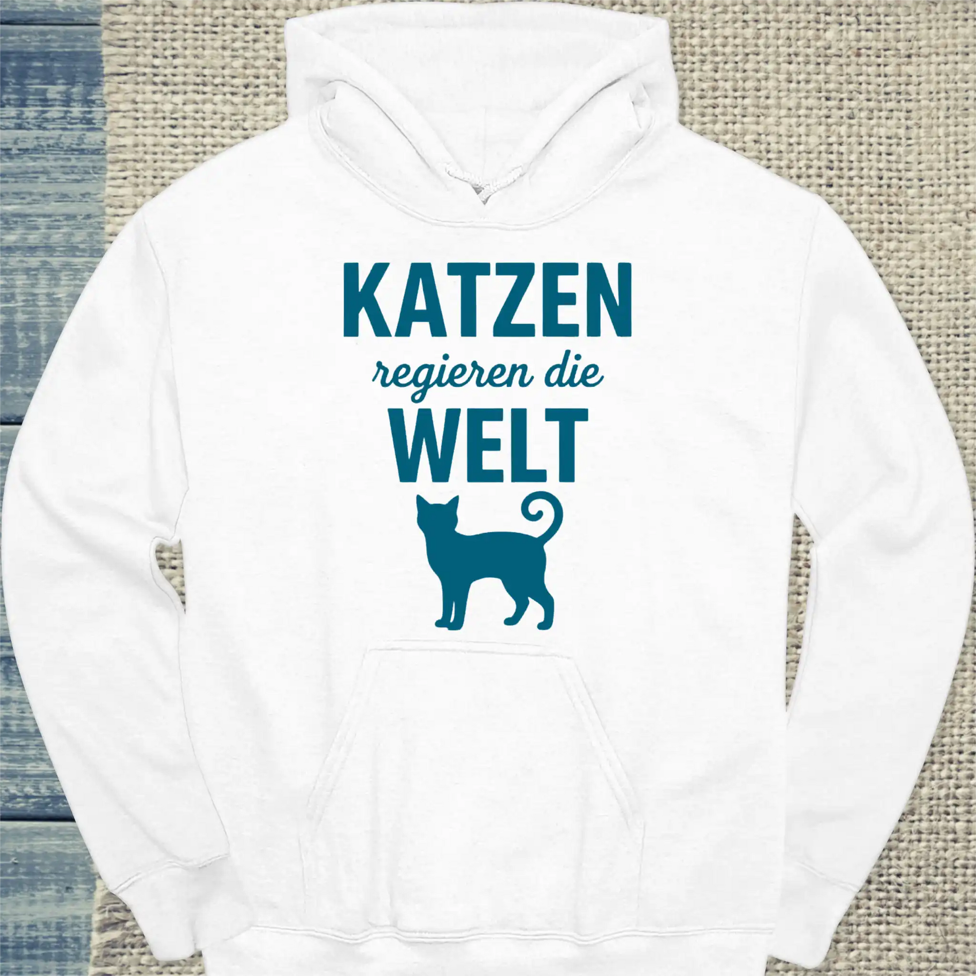 Hoodie - Katzen regieren die Welt - Unisex - Katze Weiß