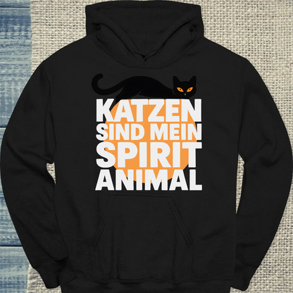 Hoodie - Katzen sind mein Spirit Animal - Unisex - Katze Schwarz