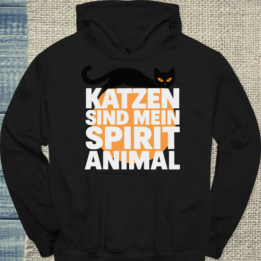 Hoodie - Katzen sind mein Spirit Animal - Unisex - Katze Schwarz