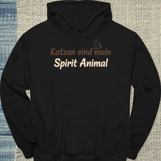 Hoodie - Katzen sind mein Spirit Animal - Simple - Unisex - Katze Schwarz