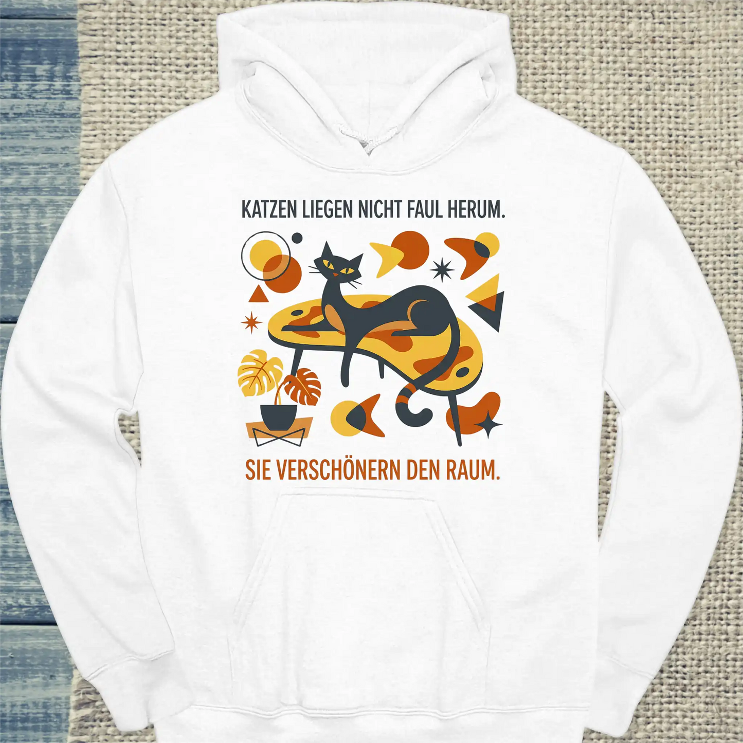 Hoodie - Katzen verschönern den Raum - Unisex - Katze Weiß