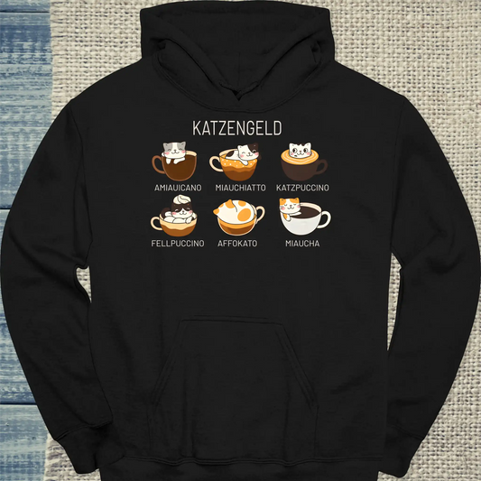 Hoodie - Katzengeld - Unisex - Katze, Kaffee Schwarz