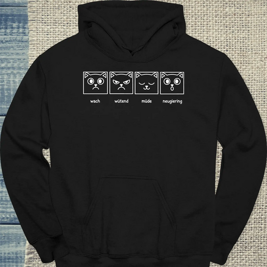 Hoodie - Katzengesichter - Unisex - Katze Schwarz