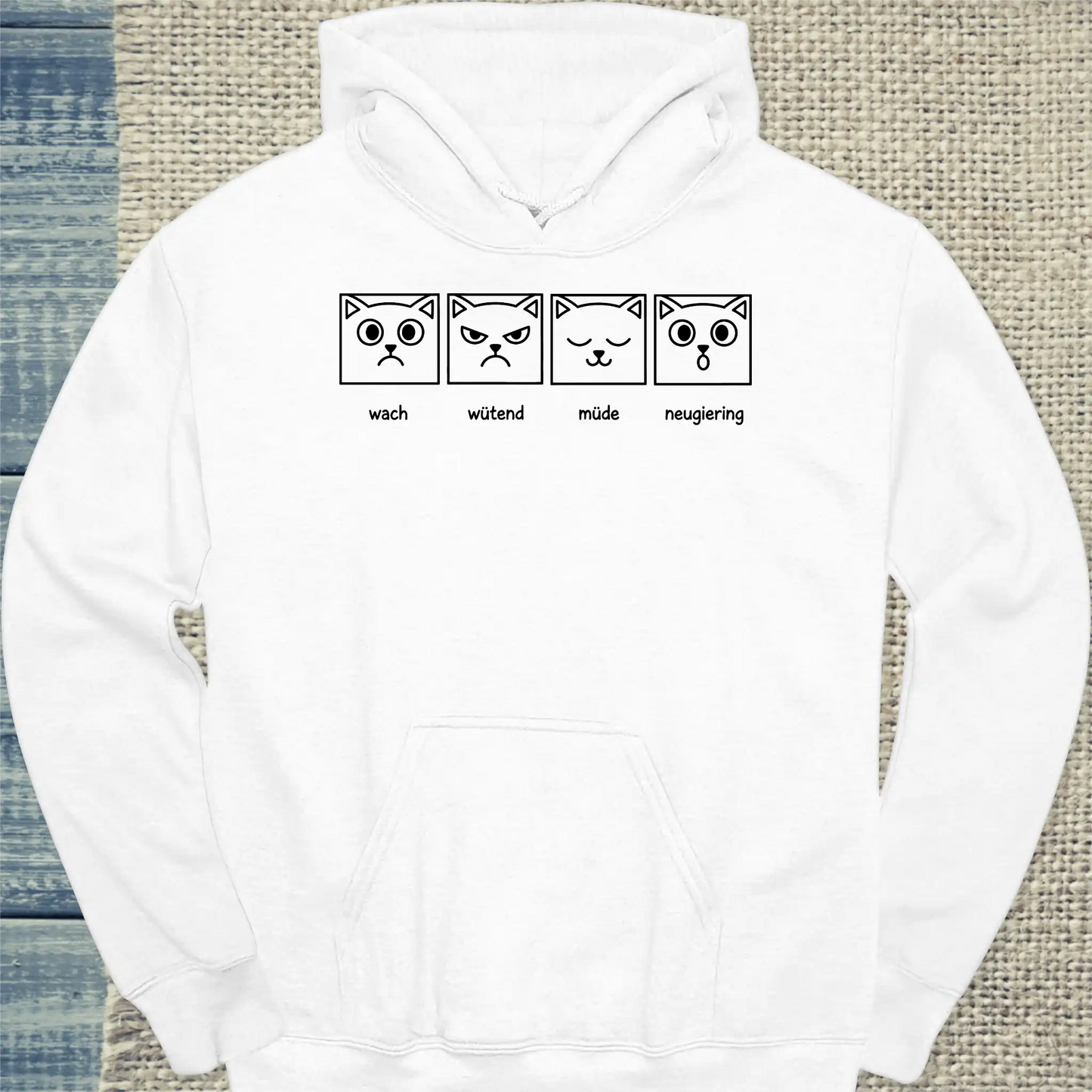 Hoodie - Katzengesichter - Unisex - Katze Weiß