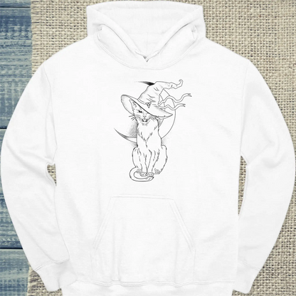 Hoodie - Katzenhexe - Unisex - Katze, Halloween Weiß
