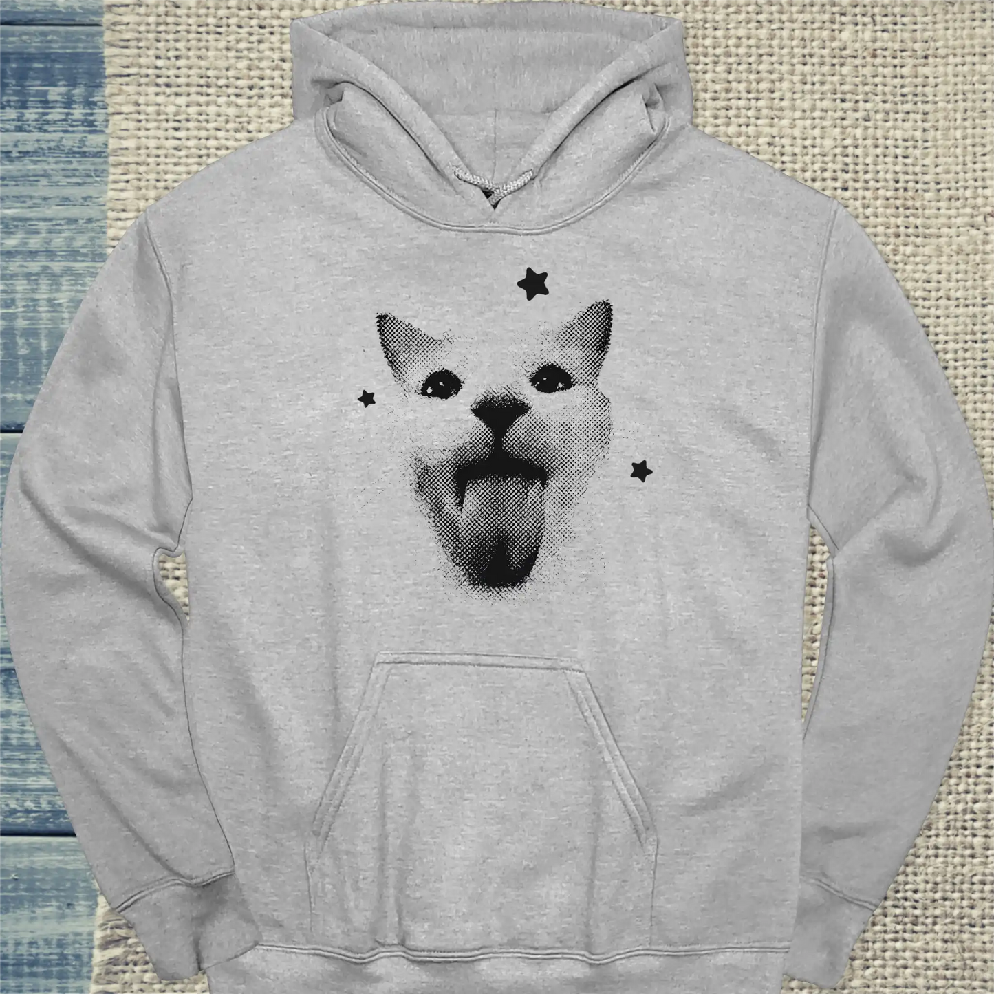 Hoodie - Katzenzunge - Unisex - Katze Grau