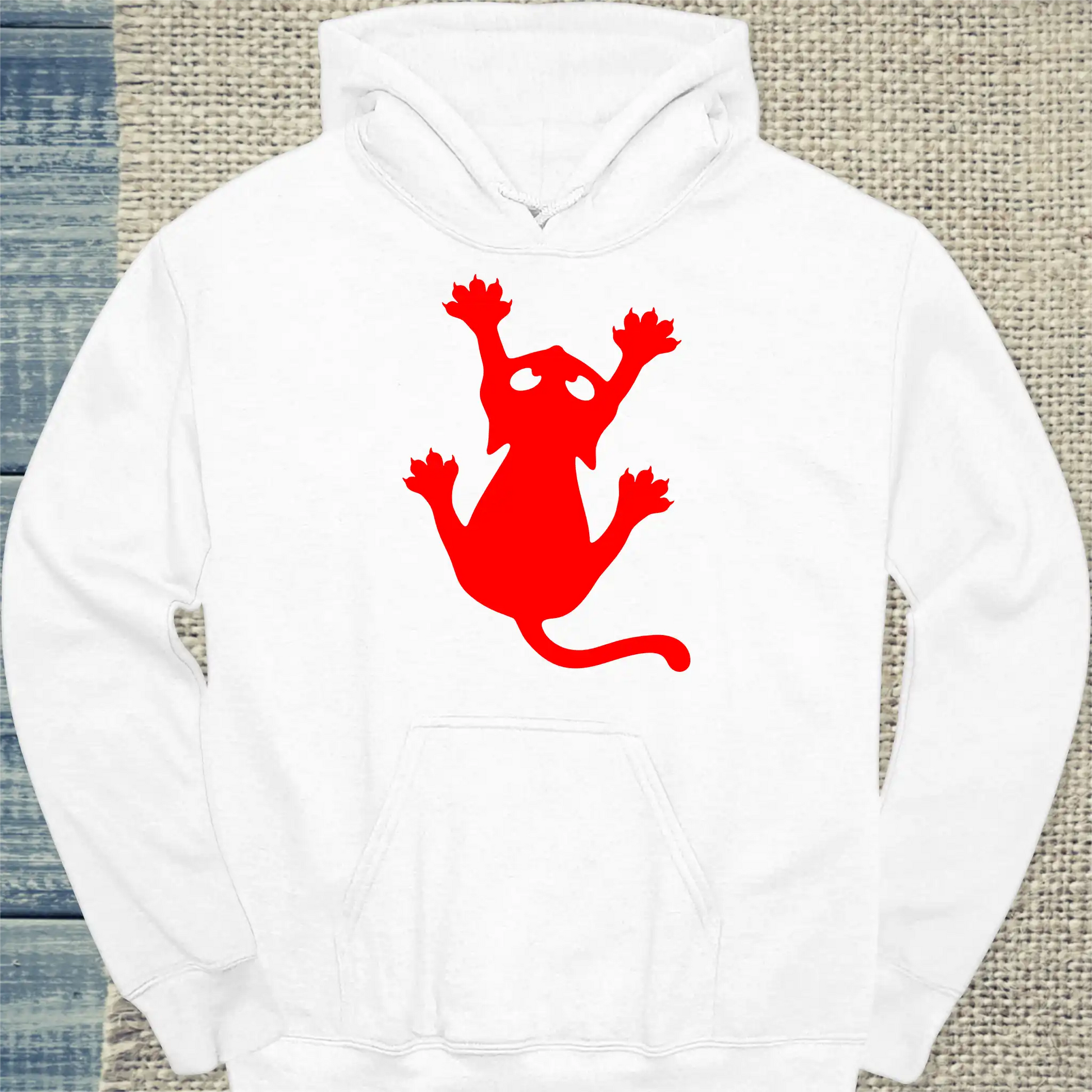 Hoodie - Klammerkatze Neon Flare - Unisex - Katze Weiß