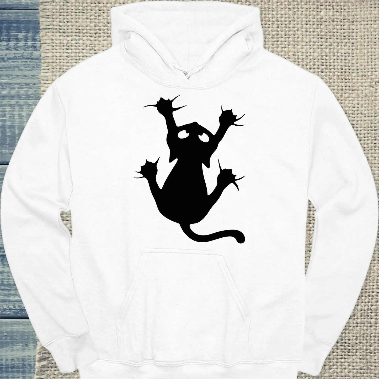 Hoodie - Klammerkatze - Unisex - Katze Weiß