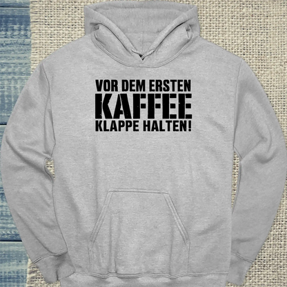 Hoodie - Klappe halten - Unisex - Katze & Kaffee Grau