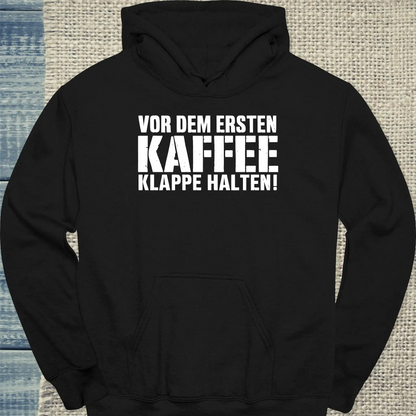 Hoodie - Klappe halten - Unisex - Katze & Kaffee Schwarz